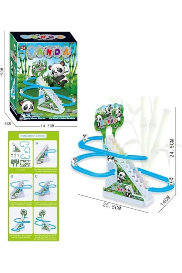 Panda Yarış Seti Lunapark Pilli Hız Treni Playset El Göz Koordinasyonu Merdiven Kovalama Oyunu
