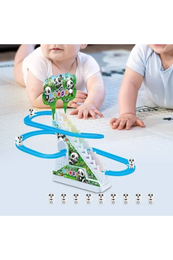 Panda Yarış Seti Lunapark Pilli Hız Treni Playset El Göz Koordinasyonu Merdiven Kovalama Oyunu - Görsel 2